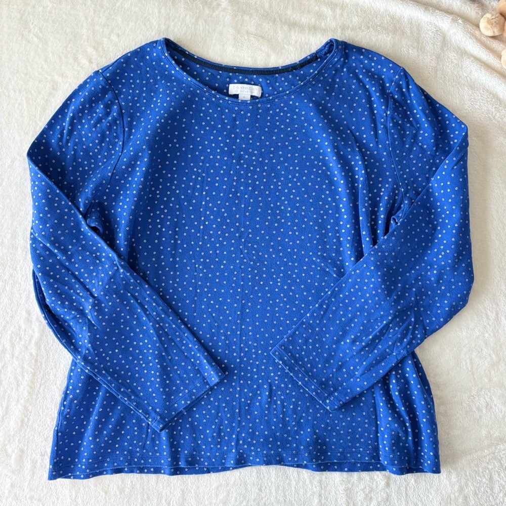 Charter Club Polka Dot Top Women’s XL Blue Classic Cotton